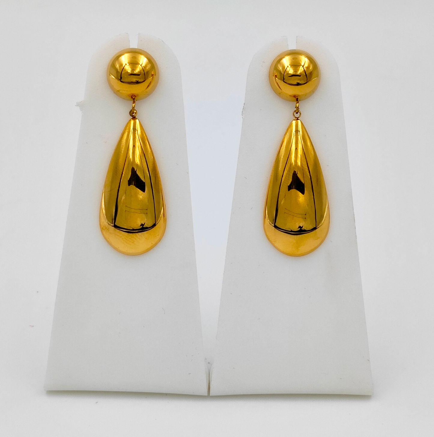 Ball Drop Stainless Steel Gold Plated Statement Earrings