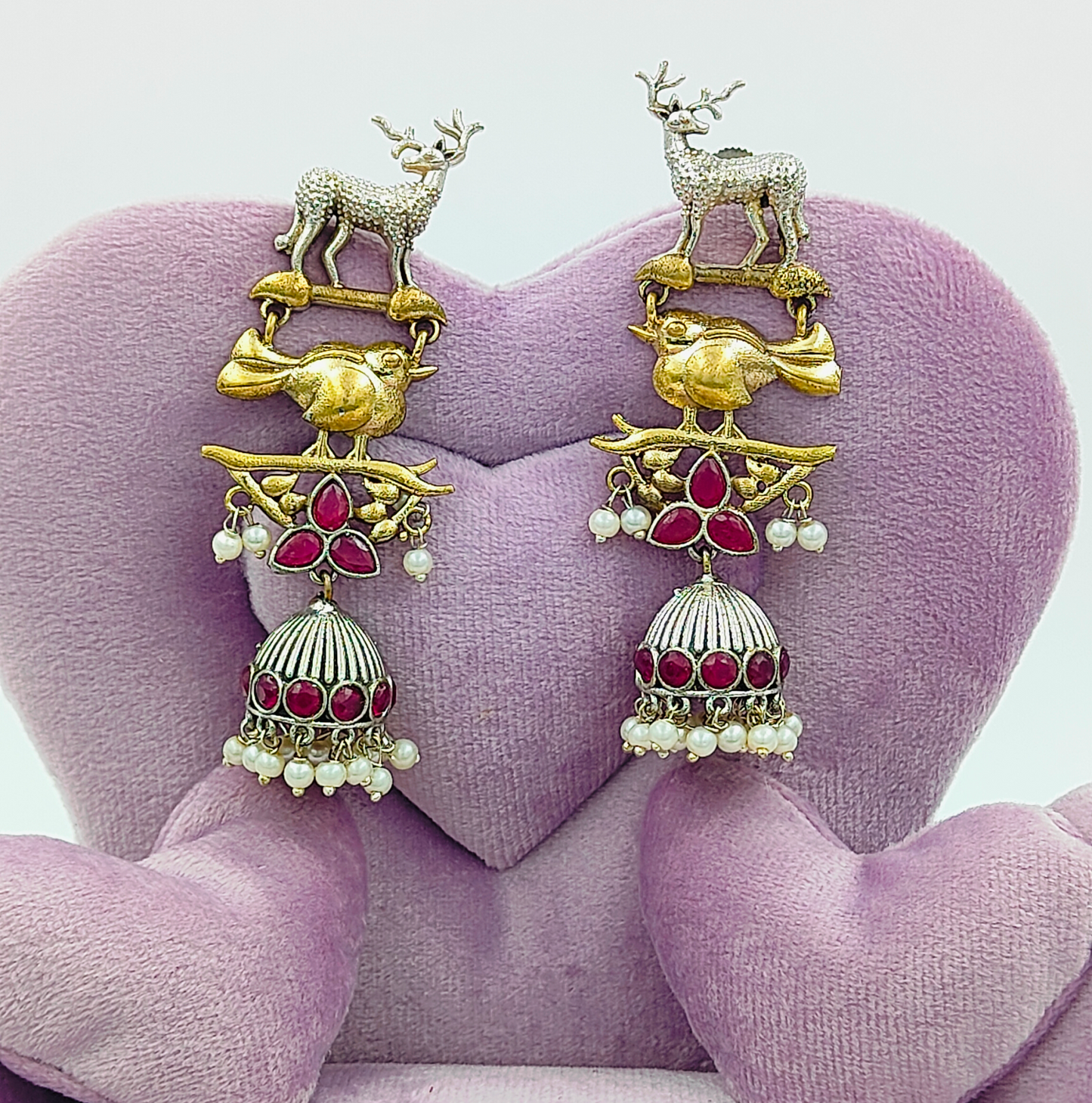 Dear & Bird Dual Tone Oxidised Earrings