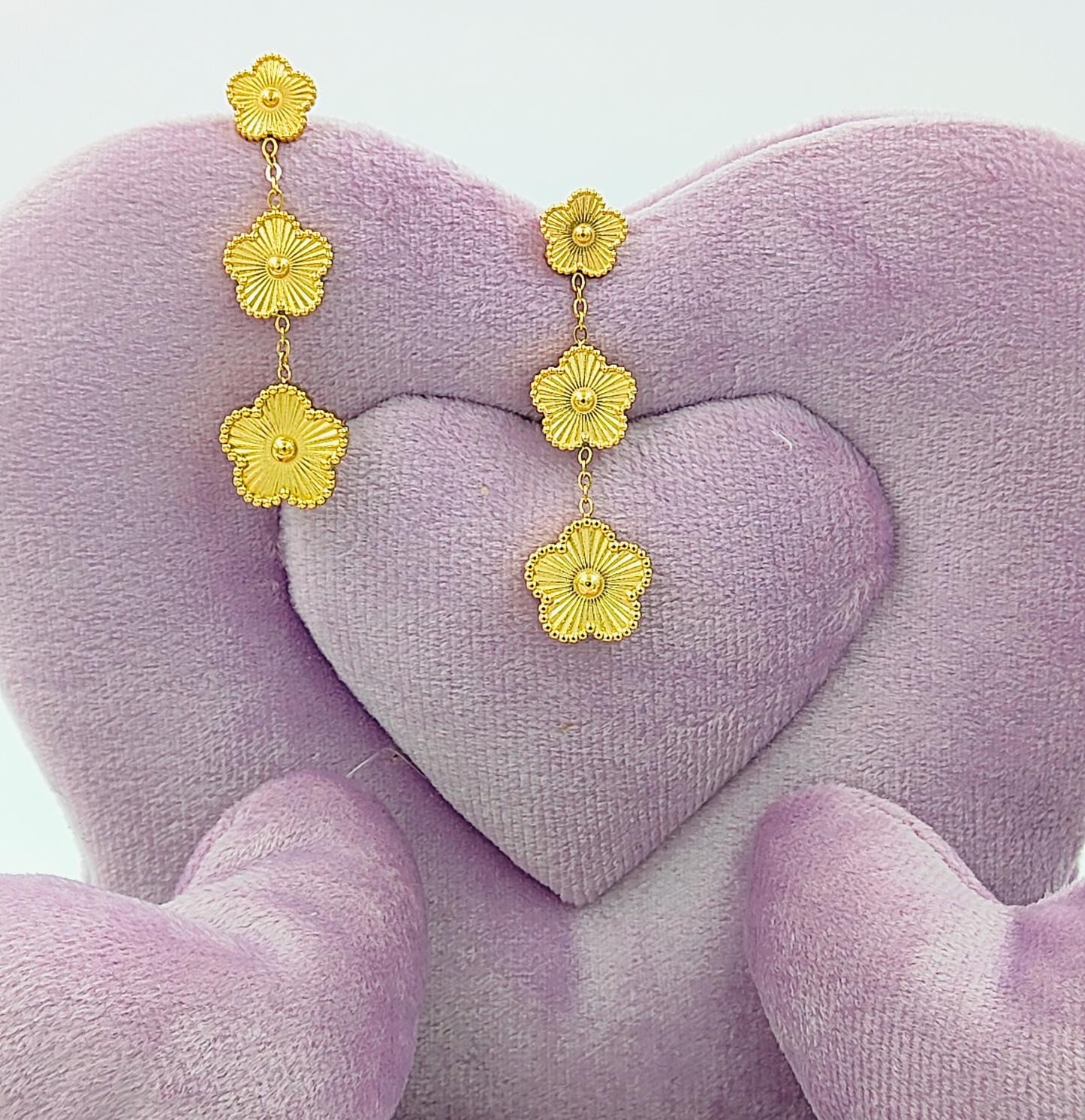 Gold Anti Tarnish Clover Earrings