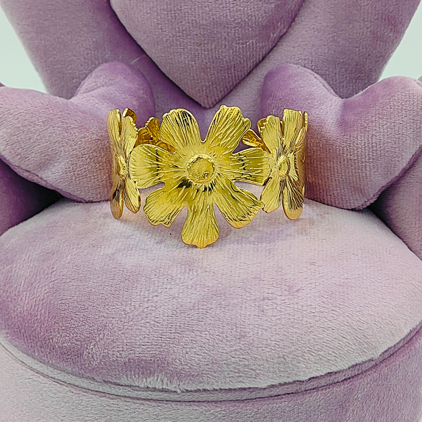 Gold Plated Flower Hand Cuff