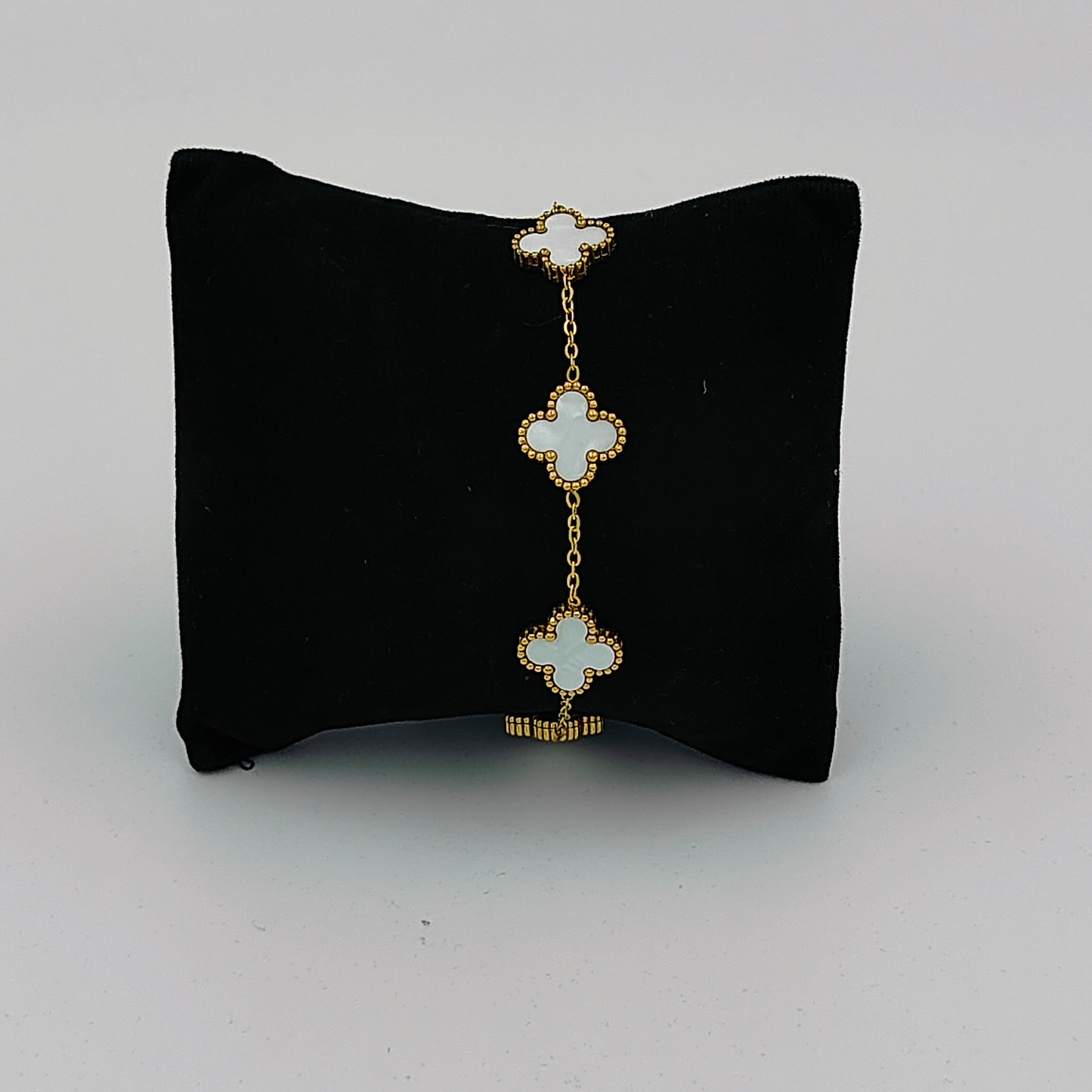 Gold Plated White Clover Bracelet