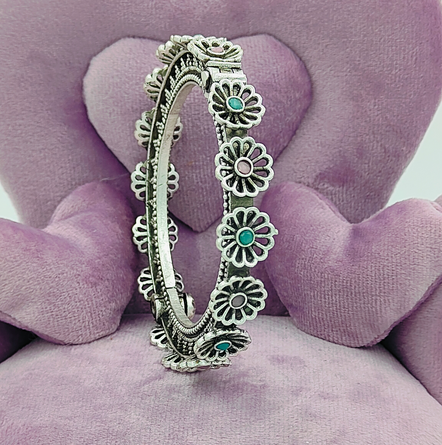 Multicoloured Silver Lookalike Oxidised Bangle