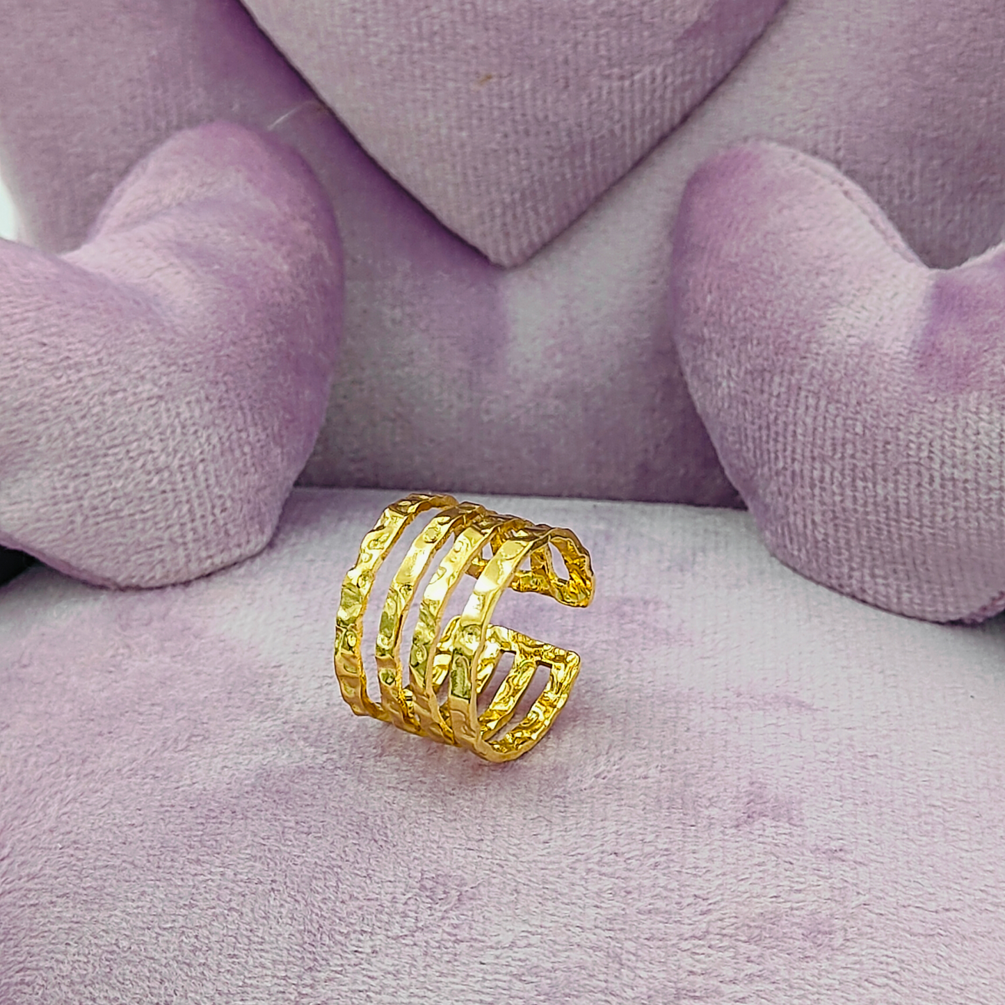 Multi Layer Gold Engraved Finger Cuff