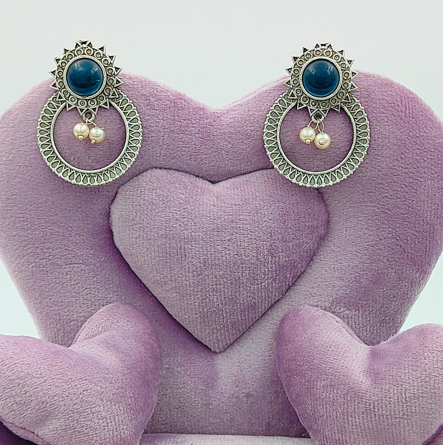 Oxidised Silver Hoop Earrings