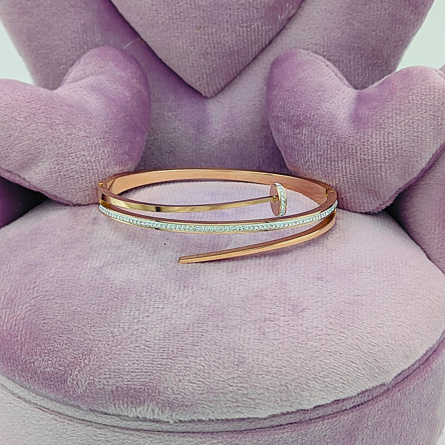 Rose Gold Hey Bae Studded Nail Bracelet