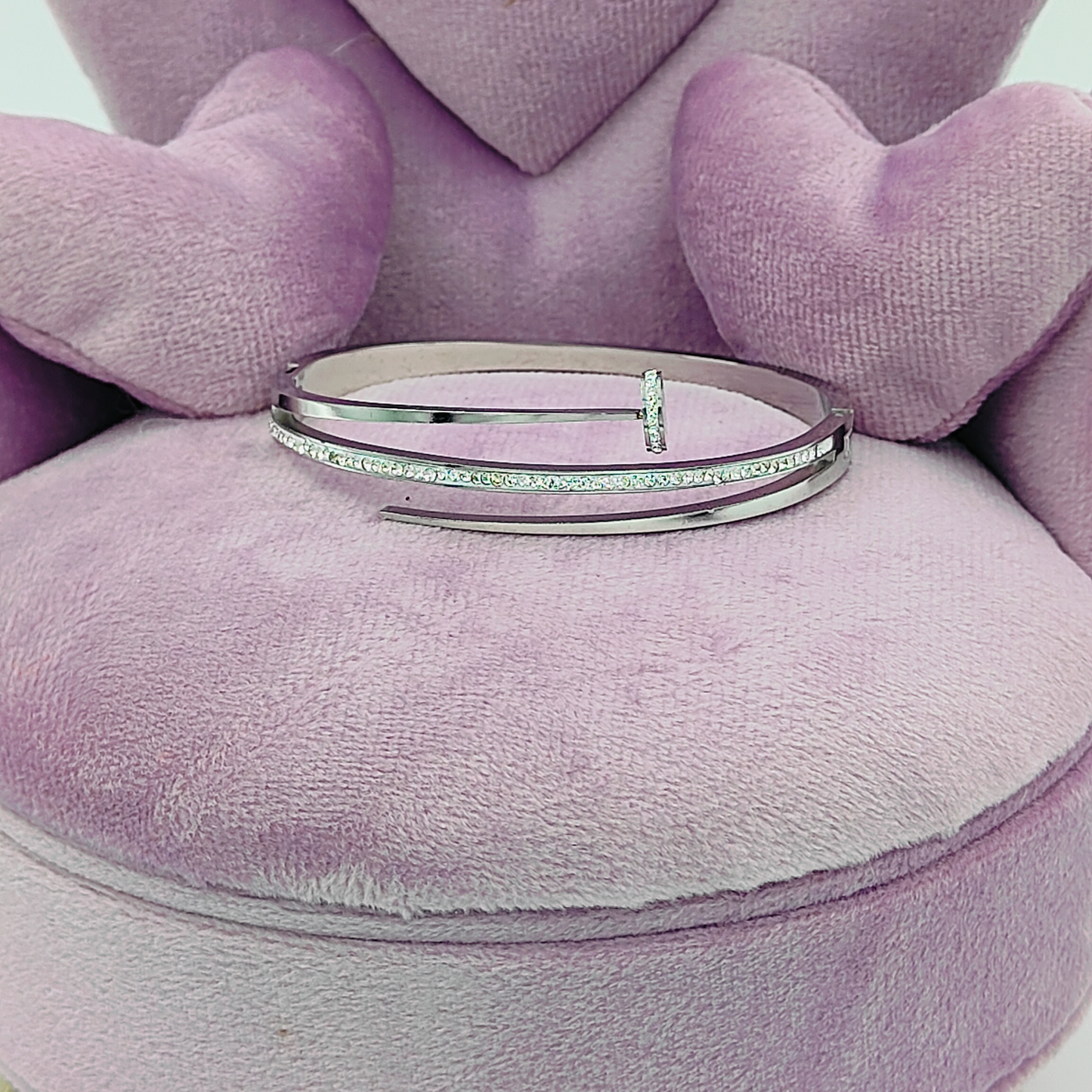 Silver Hey Bae Studded Nail Bracelet