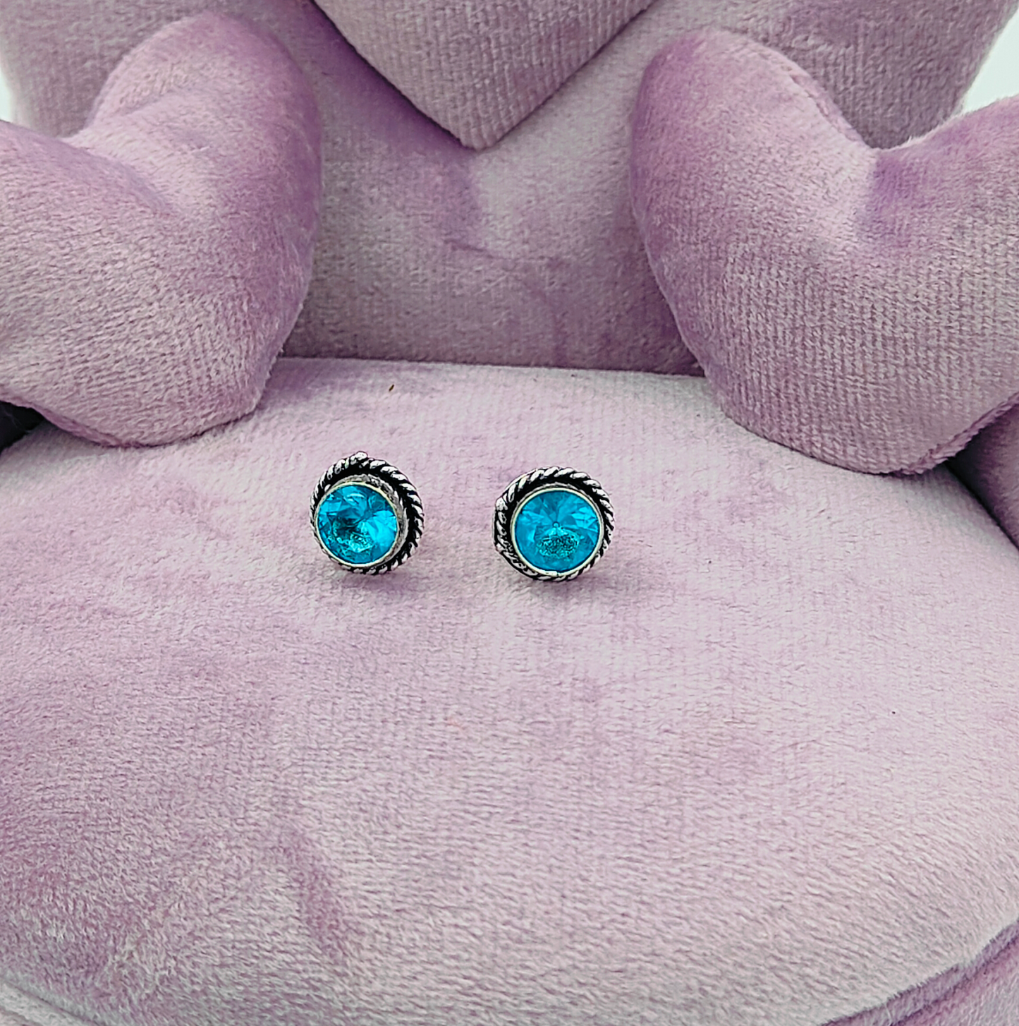 Sterling Silver Blue Topaz Stone Stud Tops