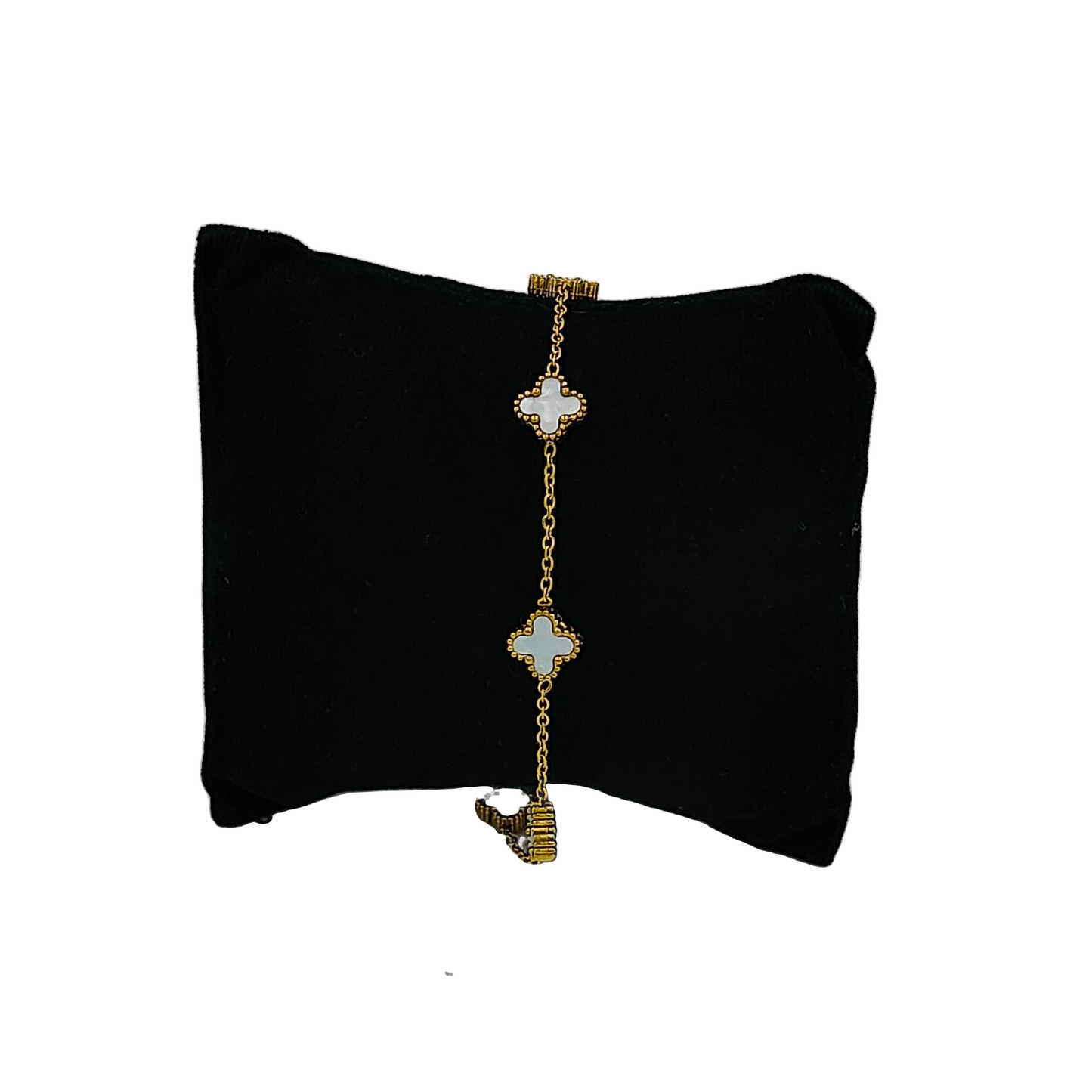 Gold Plated White Small Clover Bracelet