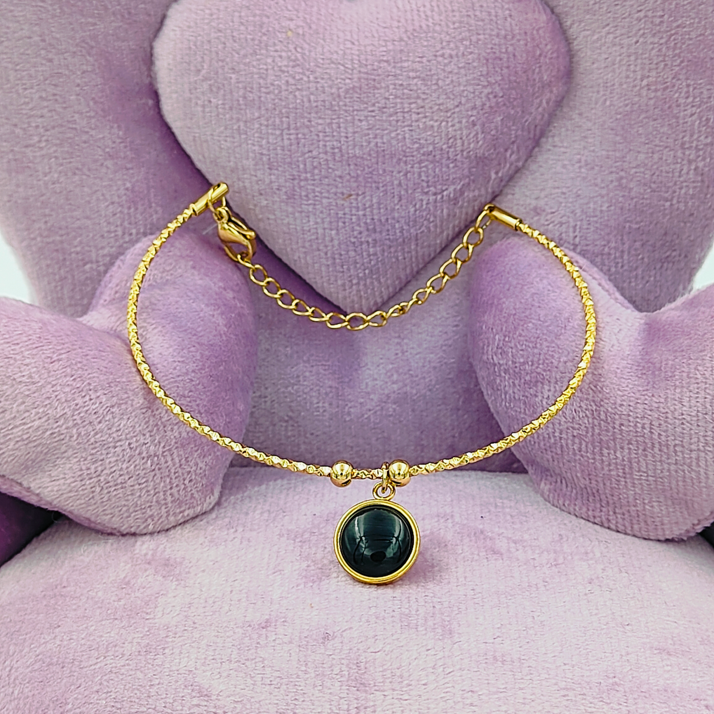 Black Stone Minimalist Bracelet