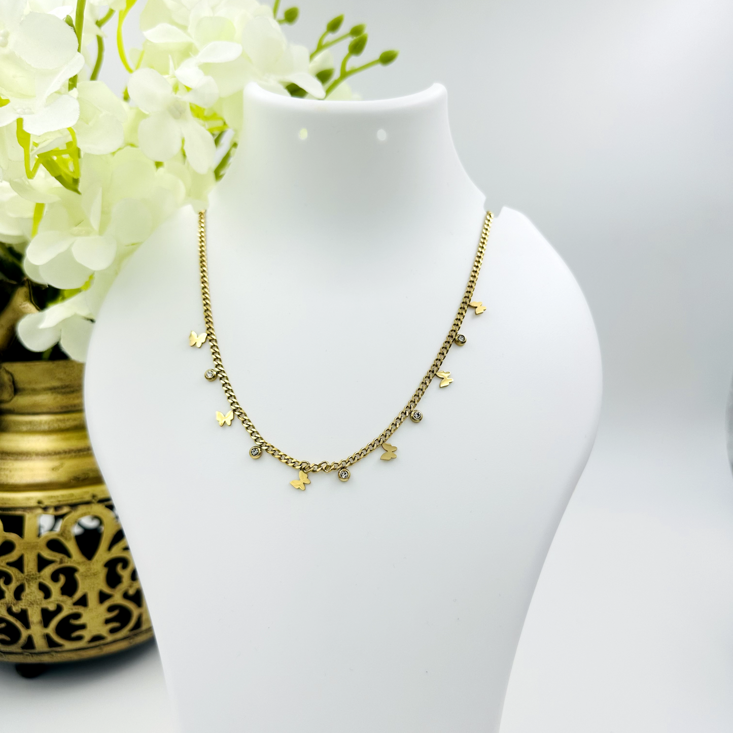 Butterfly Chic Stainless Steel Gold Plated Necklace