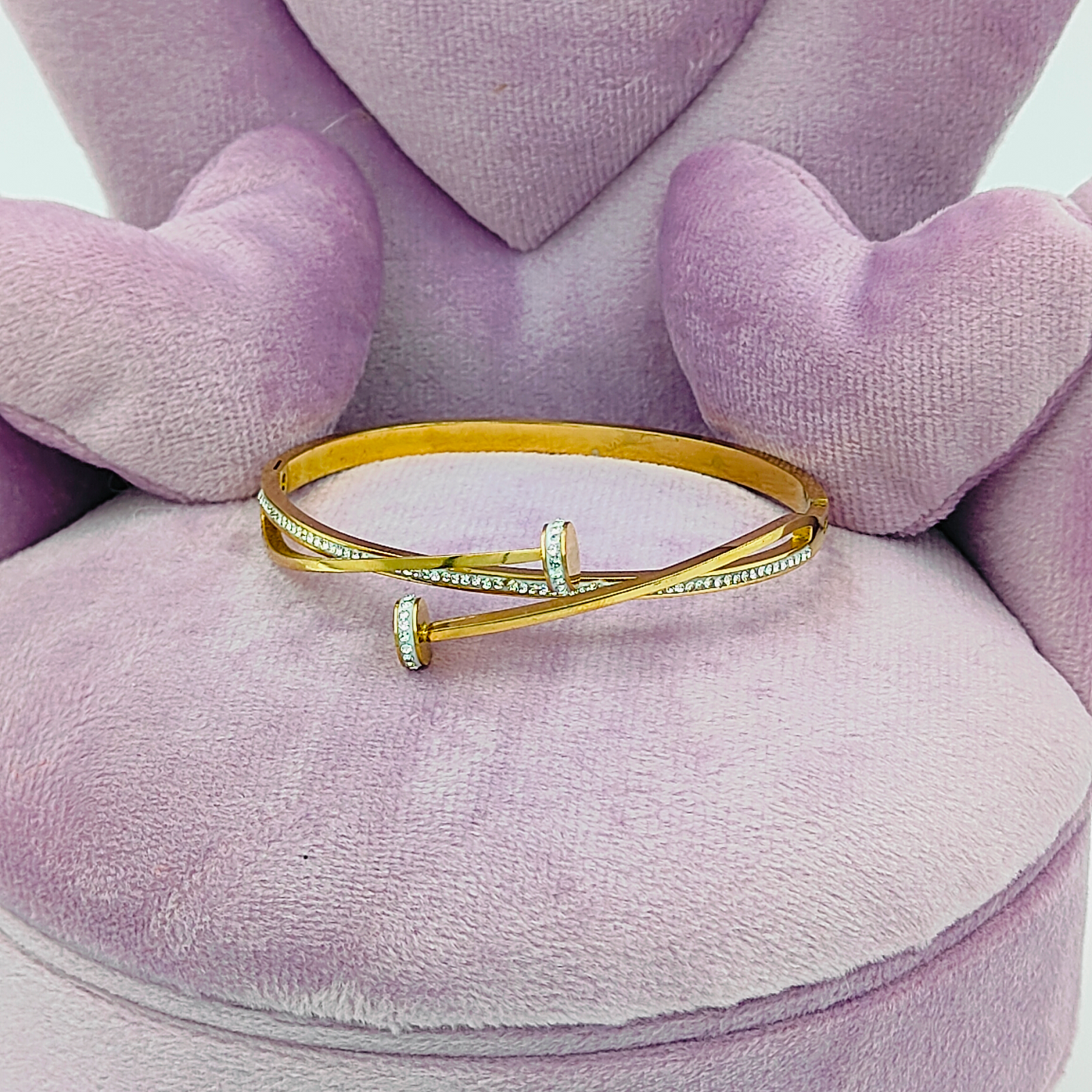 Double Crystal Nail Head Cross Bracelet/ Bangle