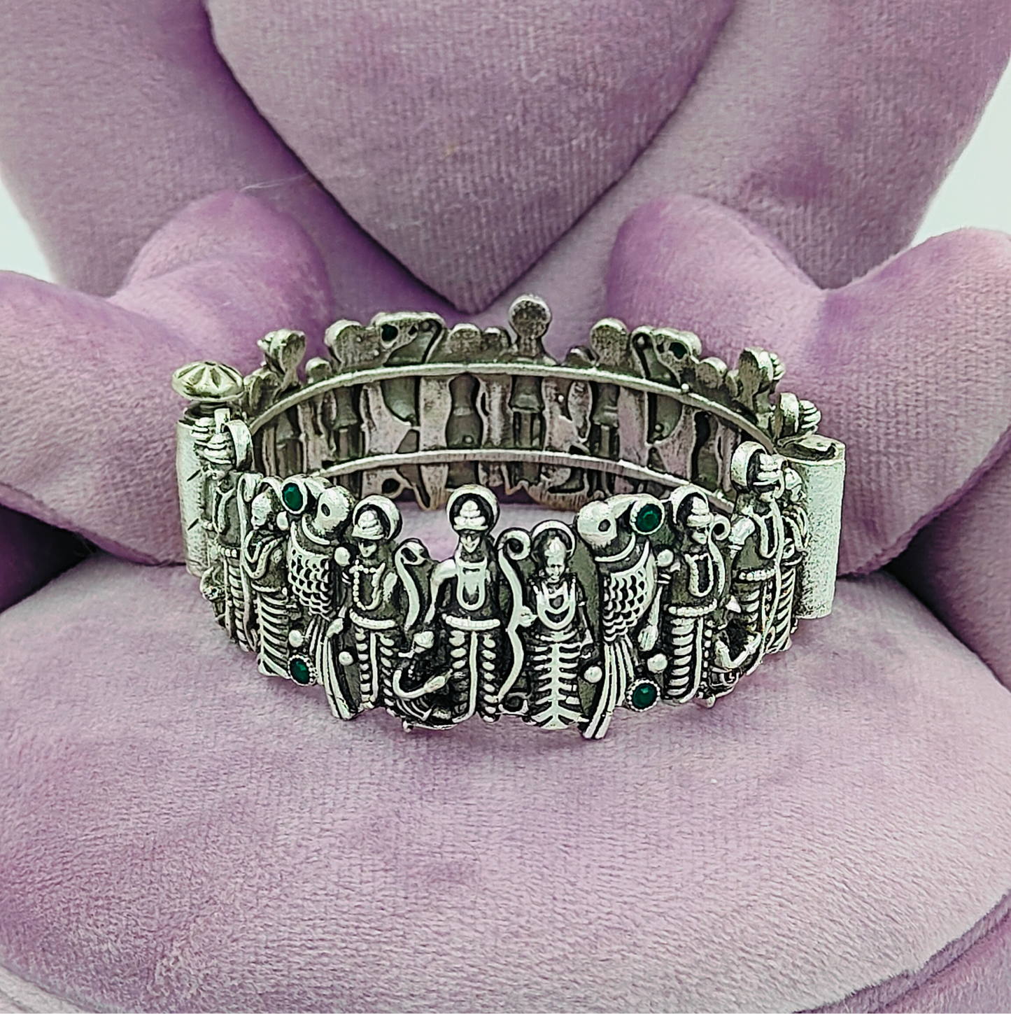 Emerald Ram Sita Ji Oxidised Kada