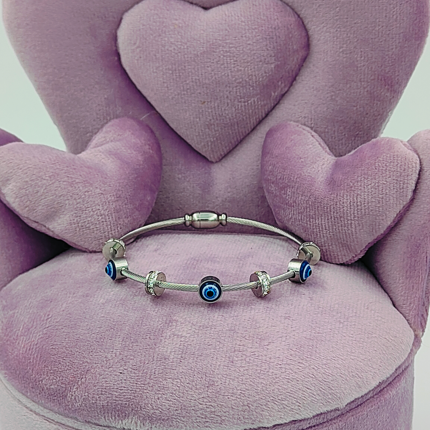 Evil Eye Charm Silver Plated Bracelet