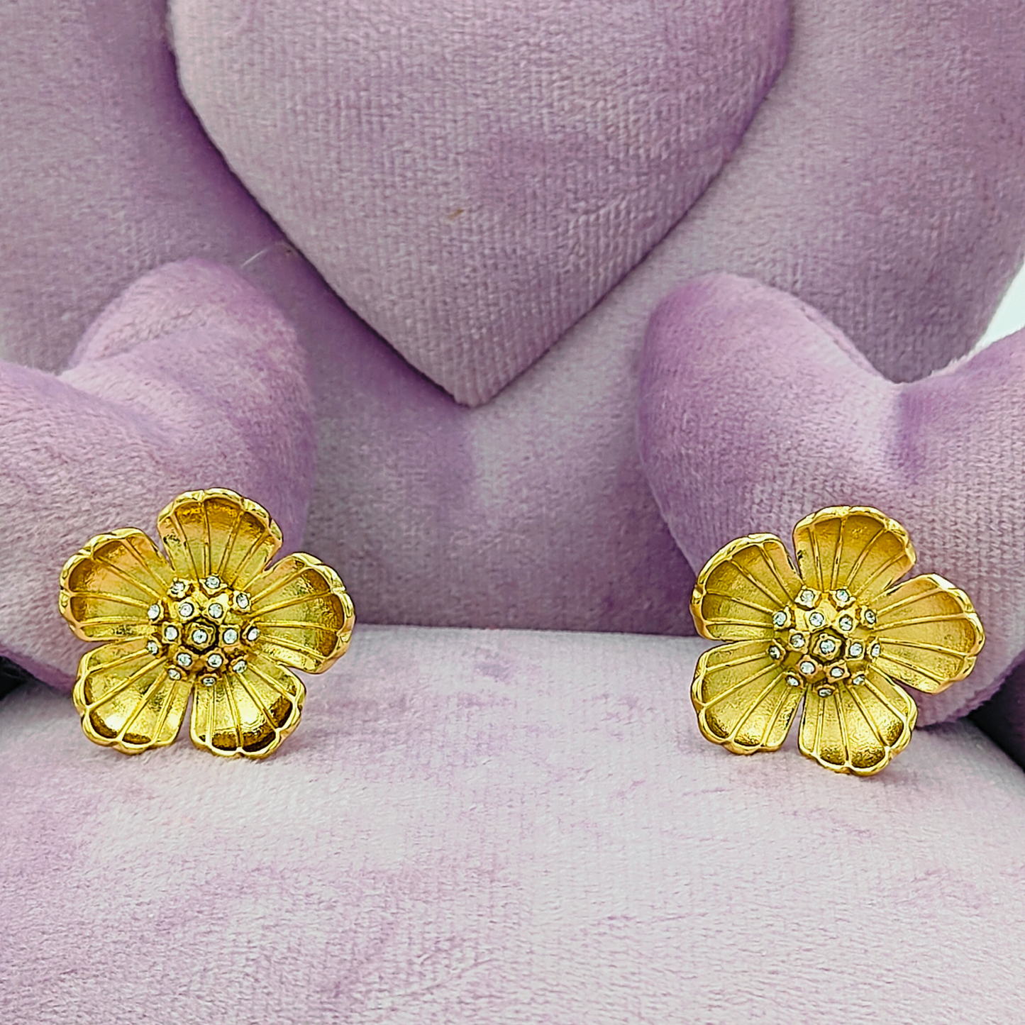 Golden Floral Studs With Ad Top