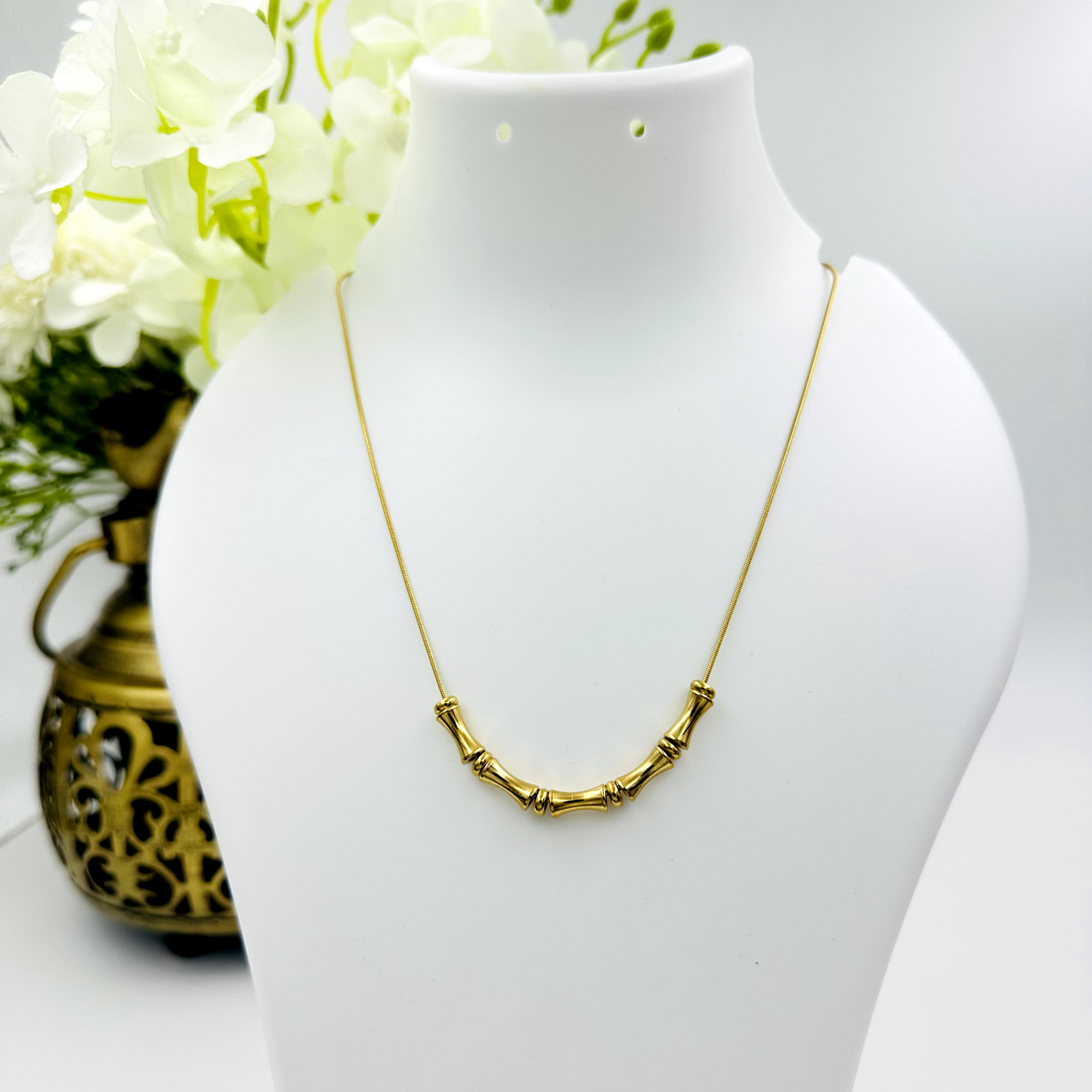 Gold Plated Bamboo Necklace