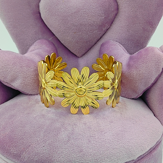 Gold Plated Flower Hand Cuff