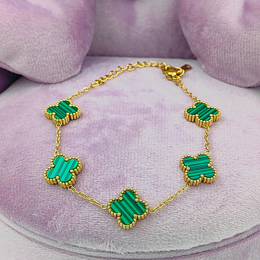 Green Clover Stainless Steel Bracelet