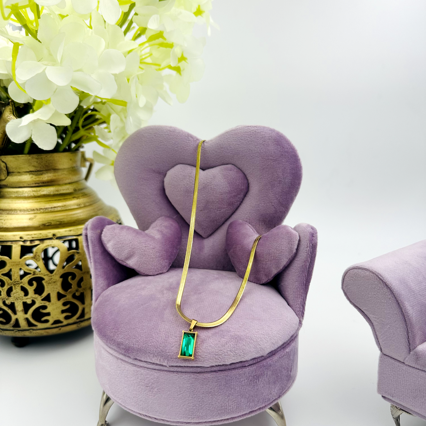 Green Gold Plated Stainless Steel Snake Chain Necklace