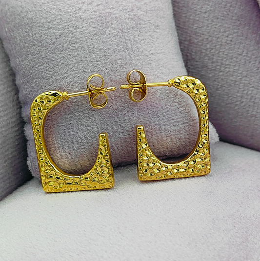 Hollow Geometric Open Hoop Stainless Steel Earrings