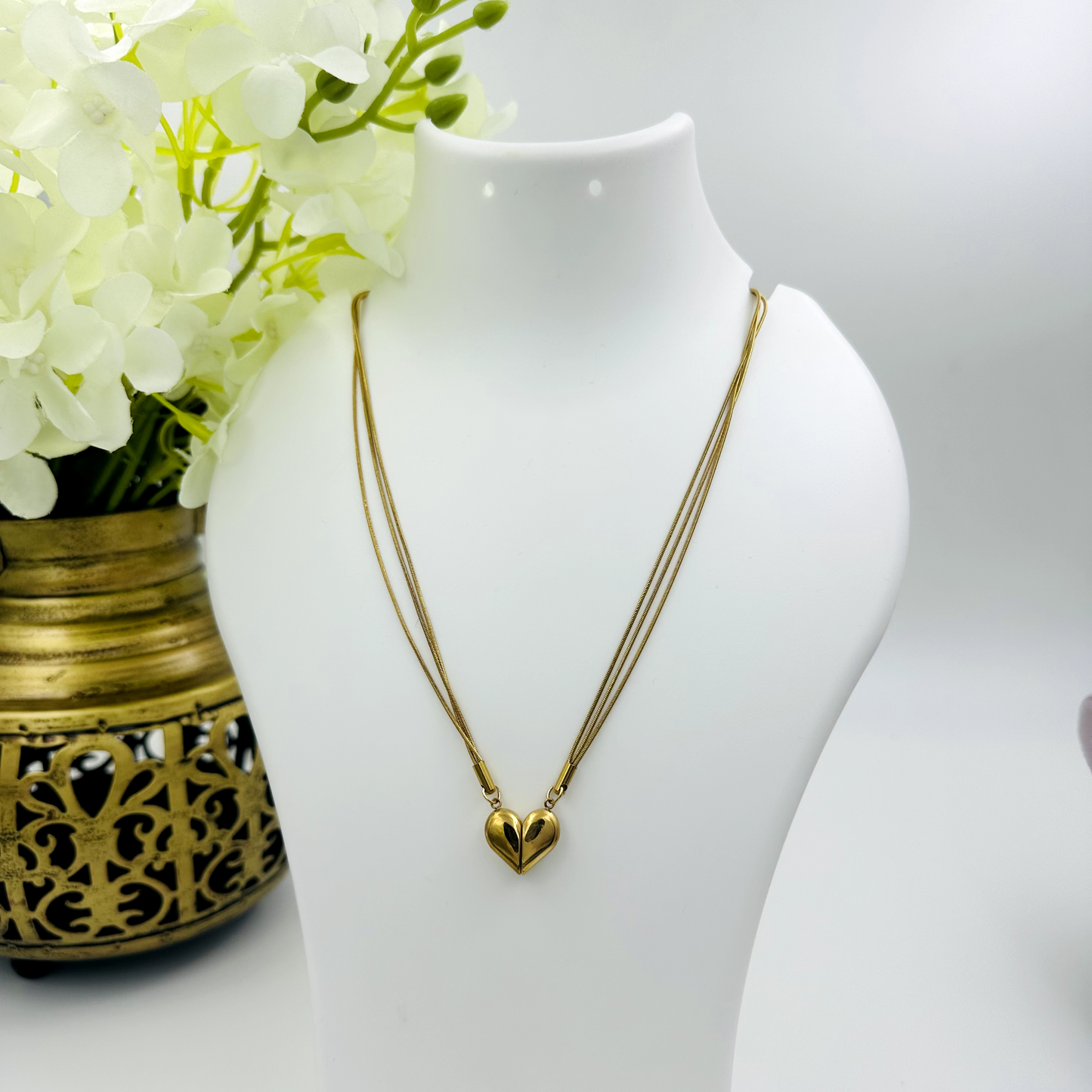 Magnetic Triple Chain Heart Necklace