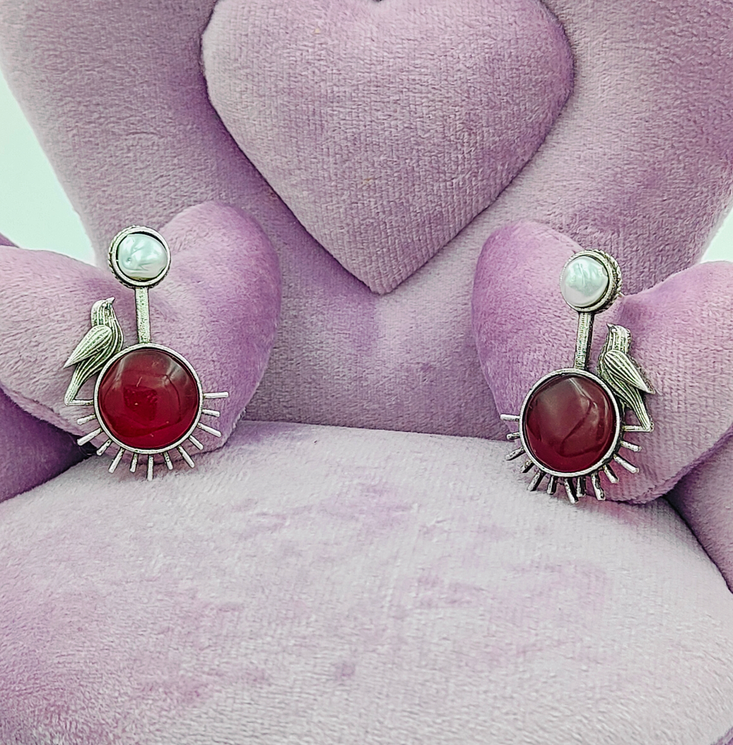 Oxidised Silver Multistone Drop Earrings