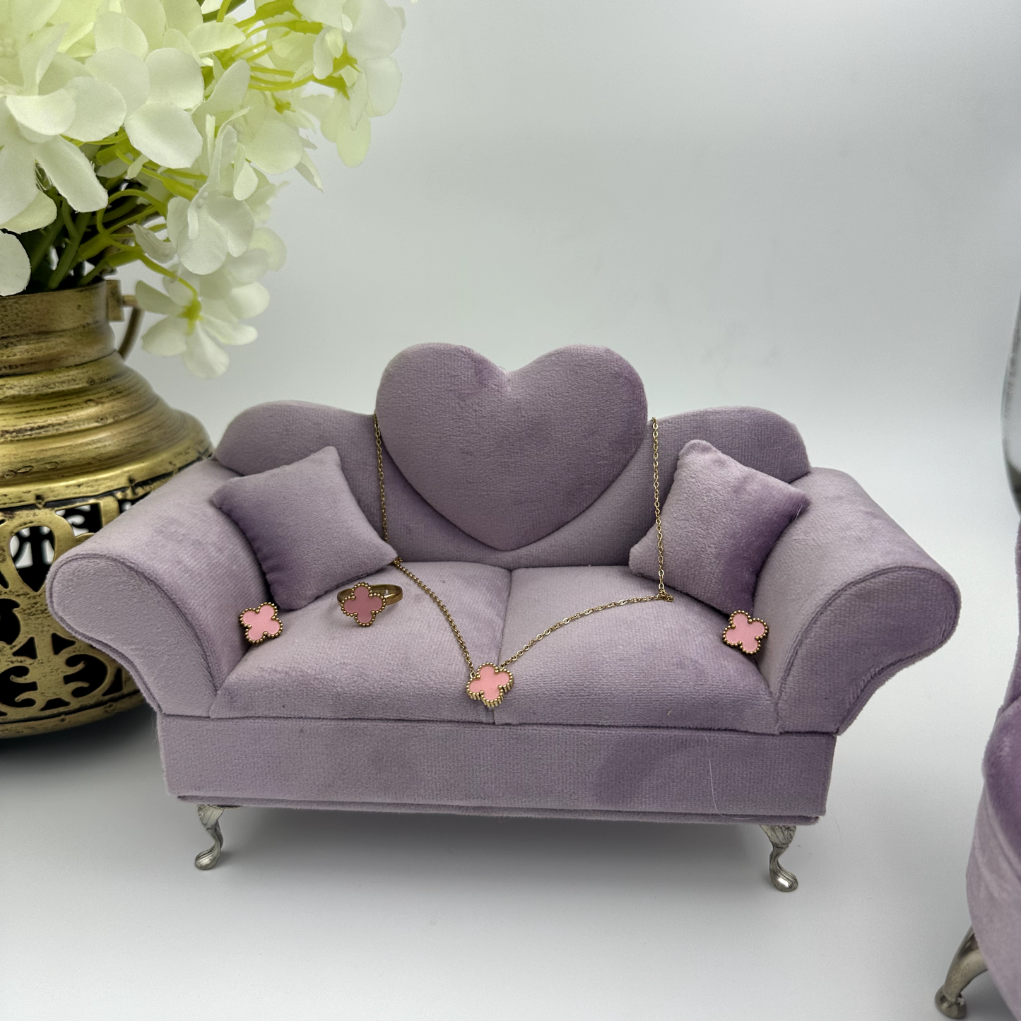 Pink Single Clover Necklace Set