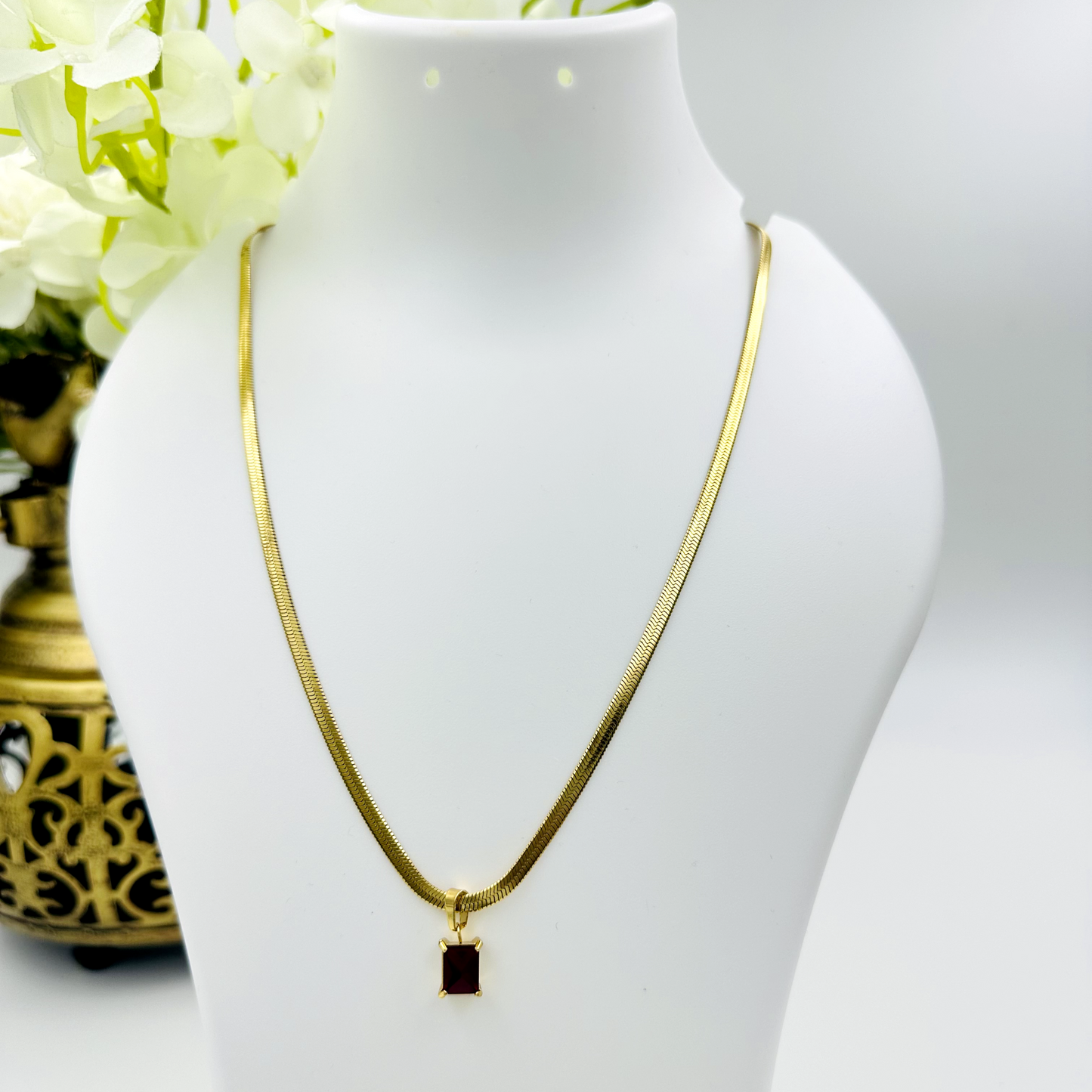 Red Gold Plated Stainless Steel Snake Chain Necklace