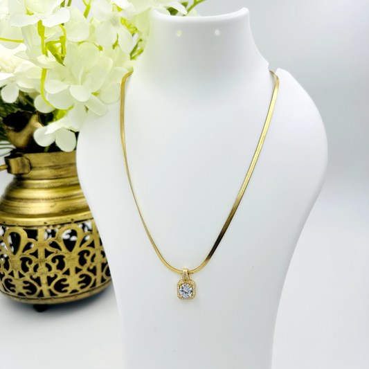 Shine Gold Plated American Diamond Studded Snake Chain Necklace