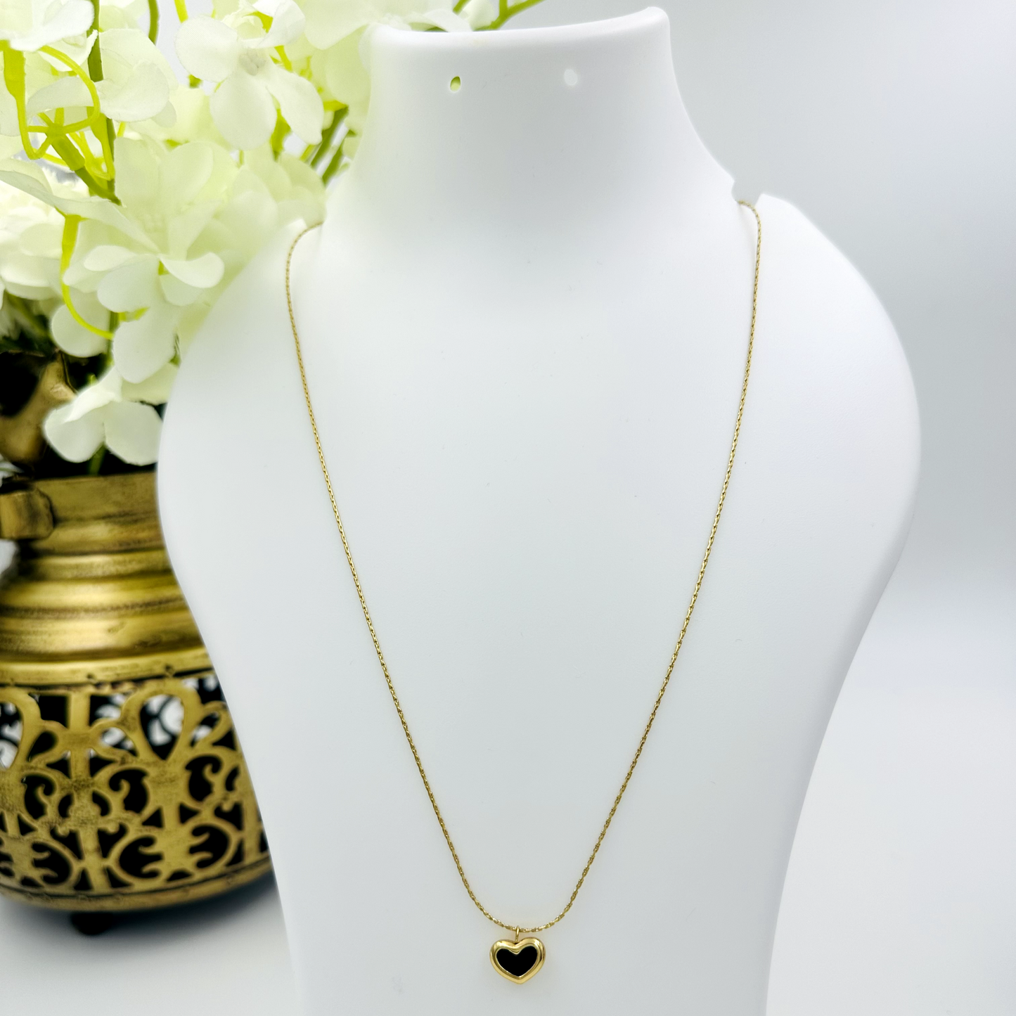 Stainless Steel Black Heart Chain Pendant