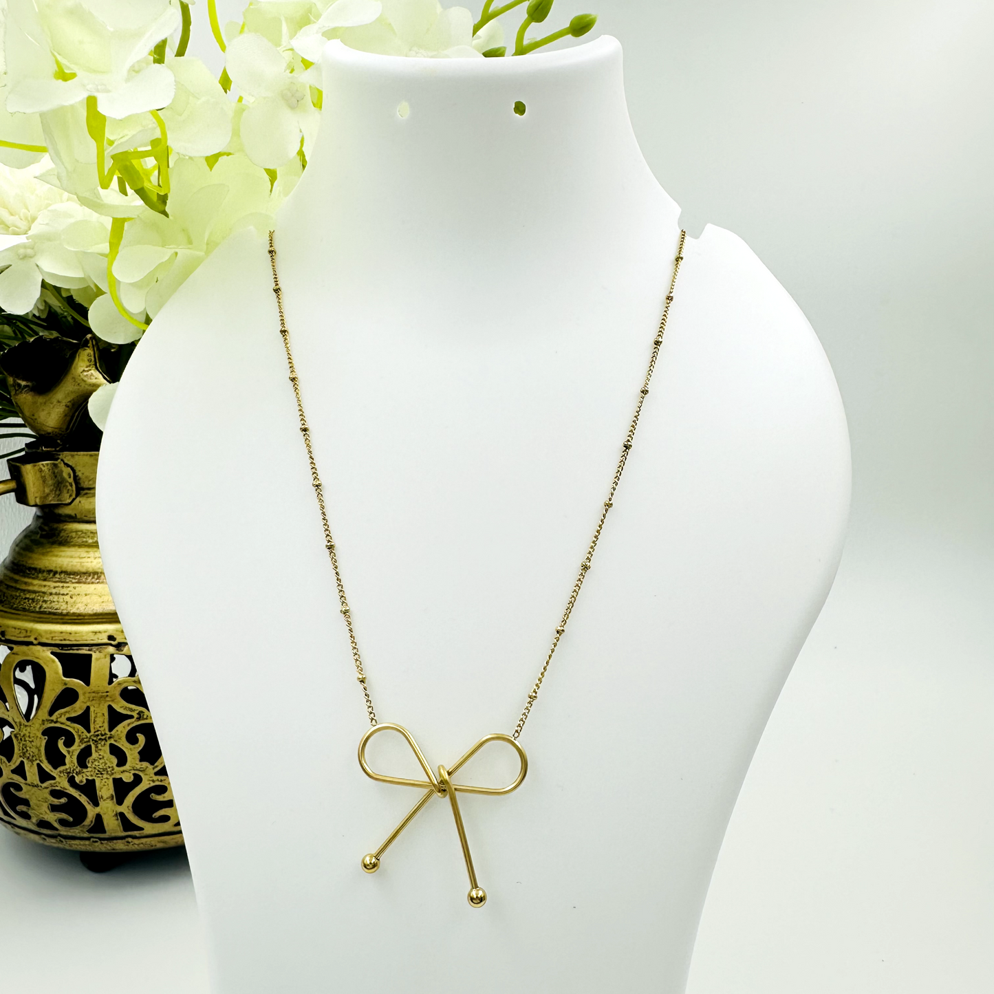 Gold Plated Bow Chain Necklace