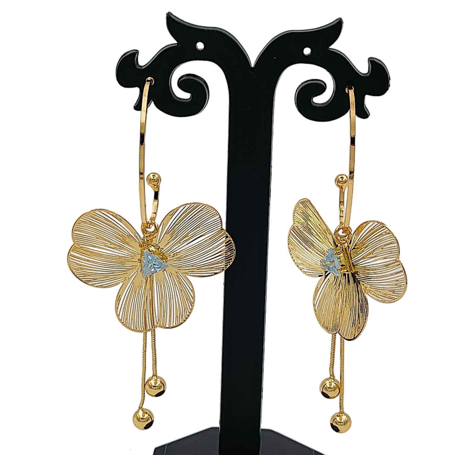 Wild Flower Golden Dangler Earrings