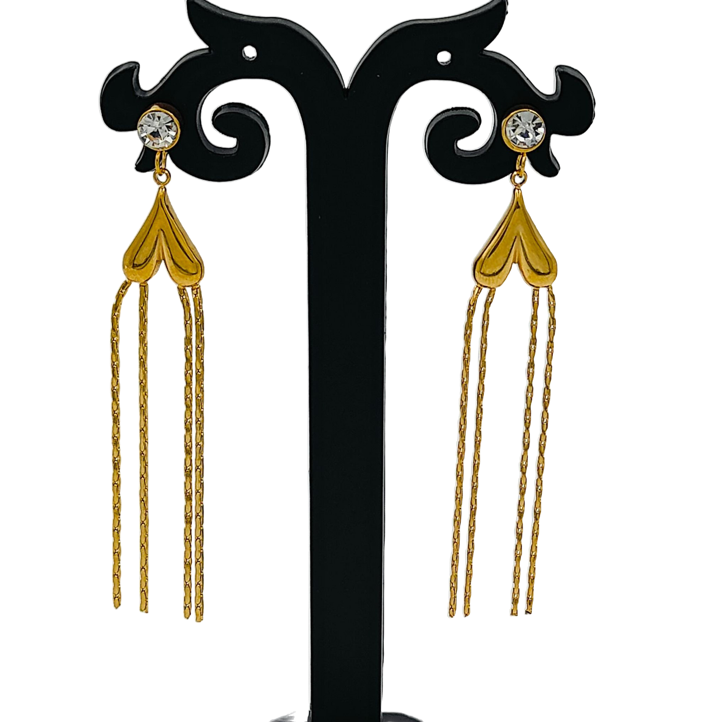 Anti Tarnish Long Inverted Heart earrings