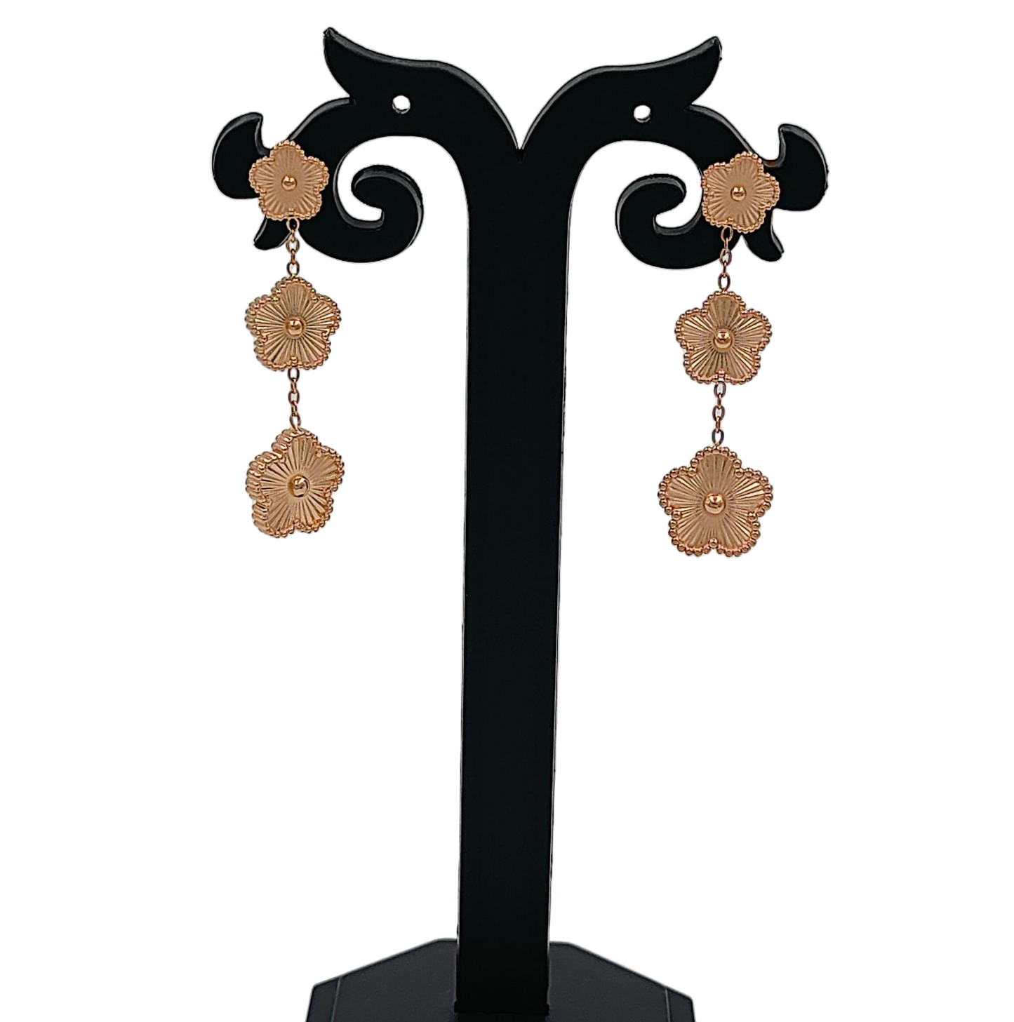 Rose Gold Anti Tarnish Clover Earrings