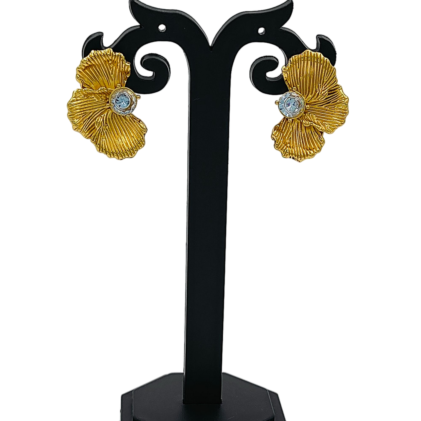 Golden Fancy Flower Stud Earrings