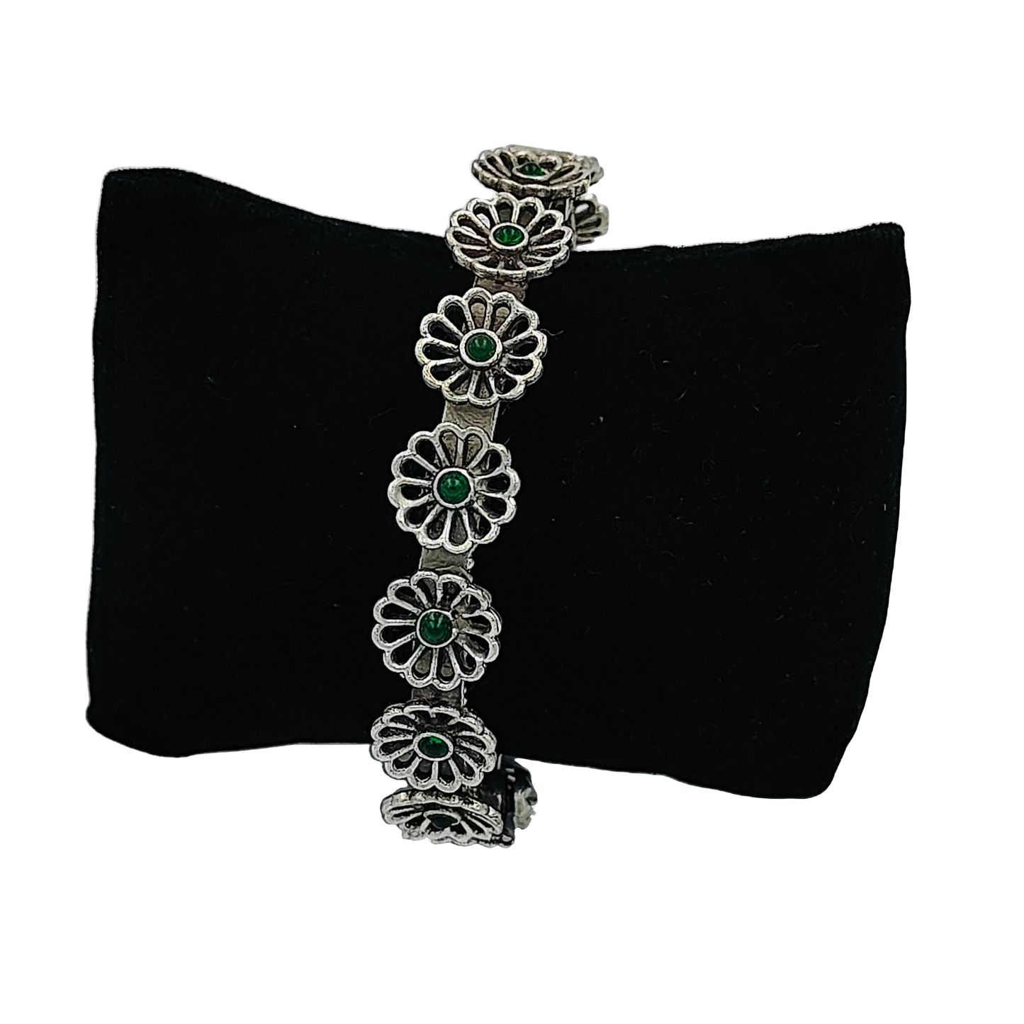 Emerald Silver Plated Oxidised Screw Brace