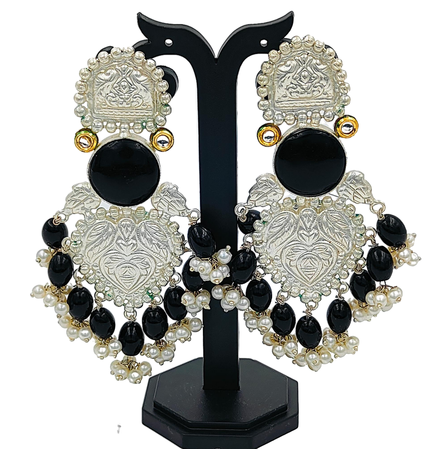 Silver Replica Chandbali Traditional Earrings