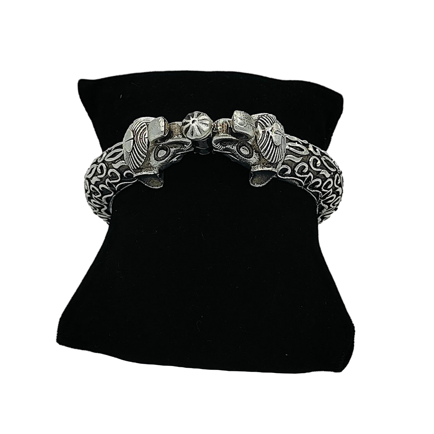 Elephant Silver Oxidised Screw Single Kada