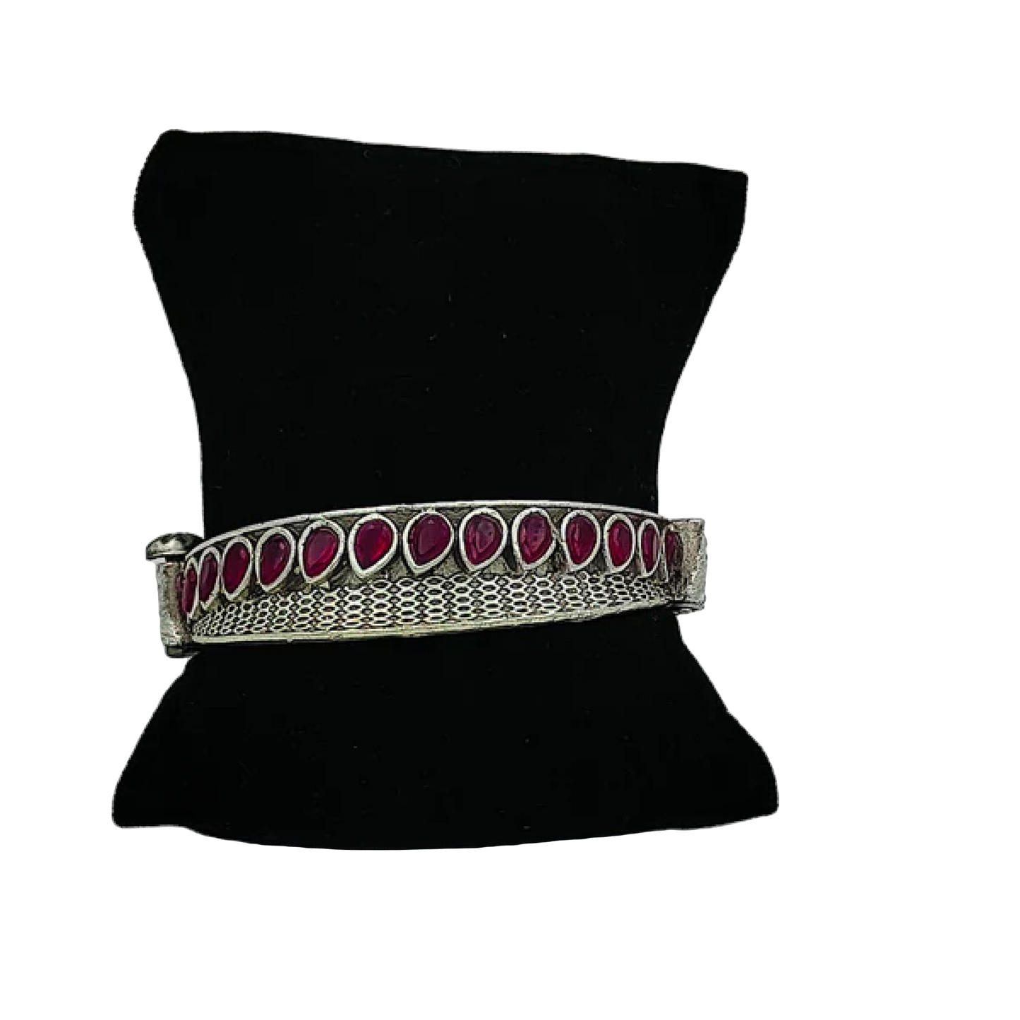 Ruby Silver Lookalike Oxidised Bangle