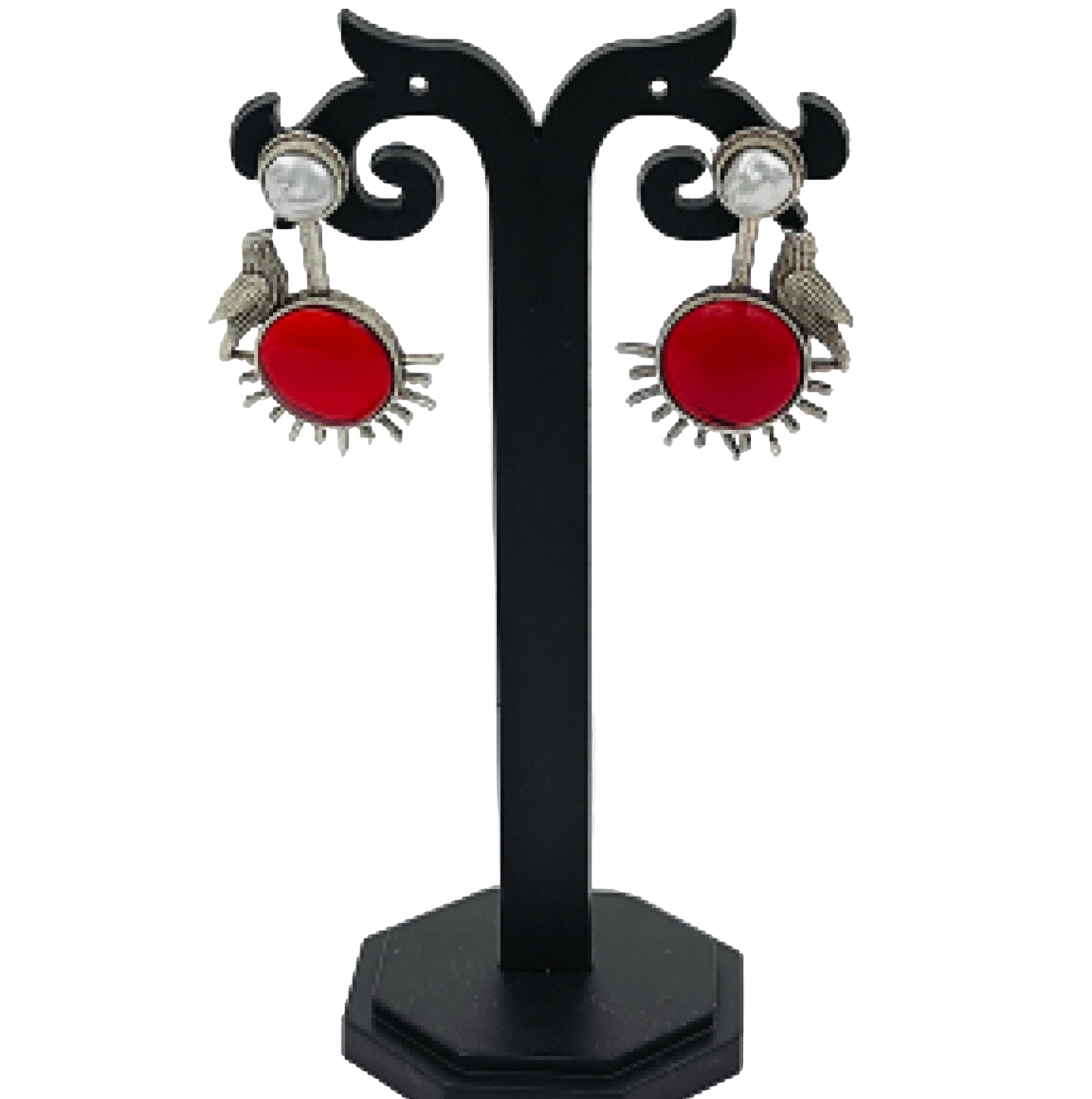 Oxidised Silver Multistone Drop Earrings